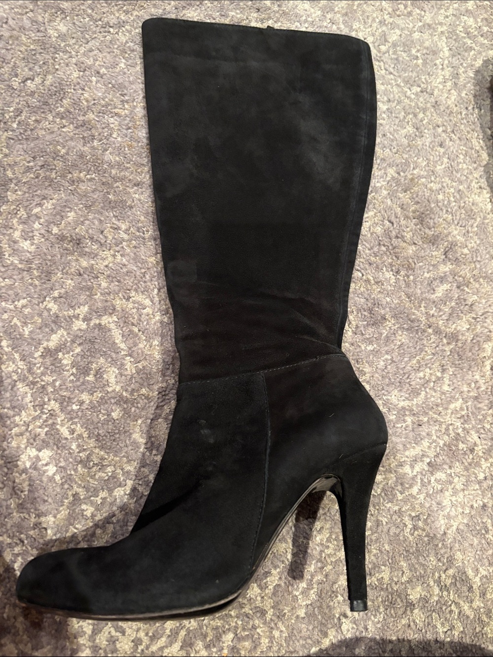 Marina Rinaldi Black Suede Knee-High Stiletto Boots